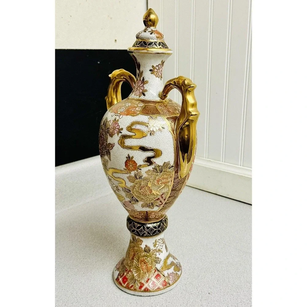 Antique Chinese Qing Dynasty Qianlong Mark Bottle Vase Famille Rose Gilt 16